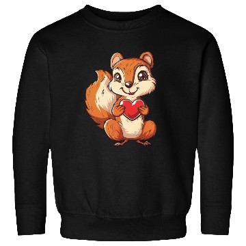 Discover Adorable Squirrel with Red Heart Illustration Sweatshirts