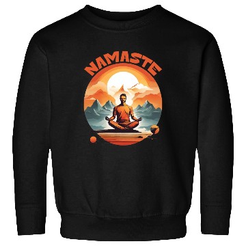 Discover SERENITY AMIDST PEAKS: YOGA NAMASTE Sweatshirts
