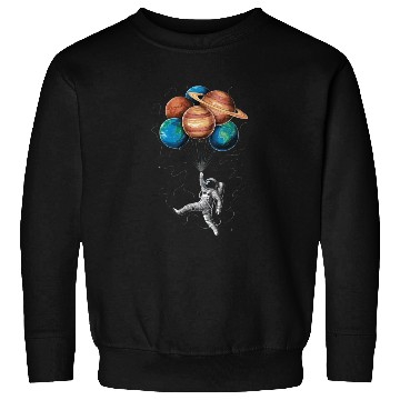 Discover Astronaut Floating with Planets Balloons in Space Sweatshirts
