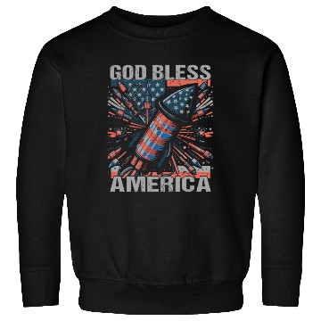 Discover God Bless America Retro US Flag Funny Fireworks Sweatshirts