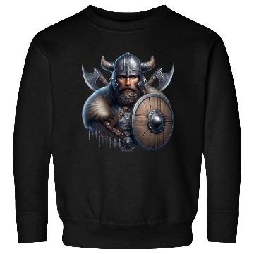 Discover Fierce Viking Warrior with Shield and Axes Sweatshirts