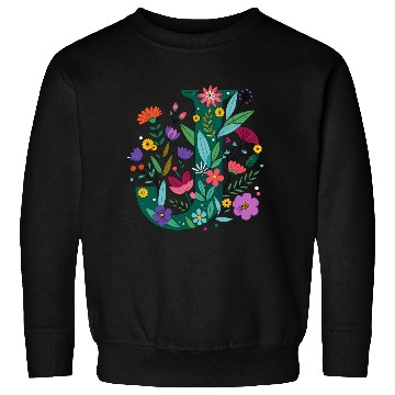 Discover Individual Alphabet Wildflower Green Letter J Sweatshirts