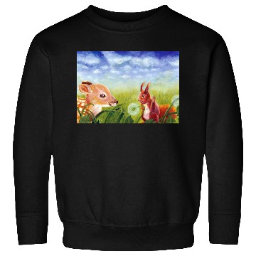 Discover Little Fawn & Squirrel Illustration Sweatshirts