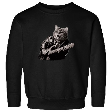 Discover Rocker Cat Playing Guitar Instruments Meow Sweatshirts