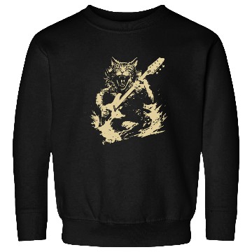 Discover Meow Cat Playing Guitar Instruments Awesome Sweatshirts
