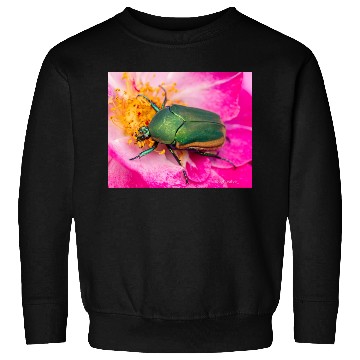 Discover Green Figeater Beetle On Pink Flower Sweatshirts