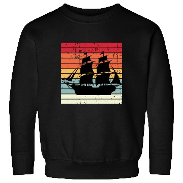 Discover Vintage Retro Sun Set Pirate Ship Sweatshirts