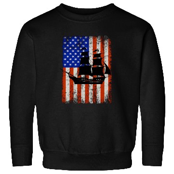 Discover Stars, Stripes & Pirate Ship American Flag Sweatshirts