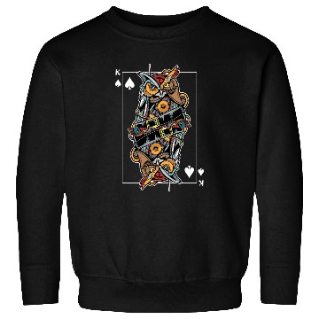 Discover Eagle Owl Steampunk Card Game King of Spades Poker Sweatshirts