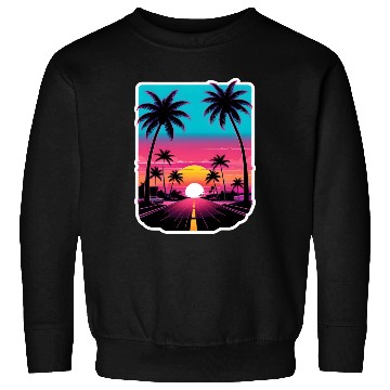 Discover Lonely Road to Miami Sunset Vaporwave 80s Sweatshirts