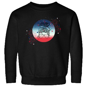 Discover 4th Of July Fireworks Messy Bun Sweatshirts