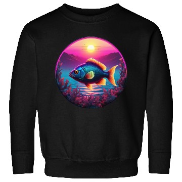 Discover Synthwave Fish and Coral and a Sunset and Ocean Sweatshirts
