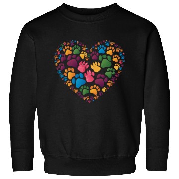 Discover Colorful Cat Paw Prints Forming a Heart Shape Sweatshirts
