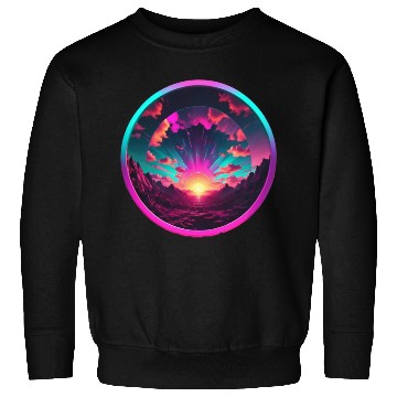 Discover Synthwave Colorful Cosmos Design inside Circle Sweatshirts