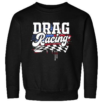 Discover Racetrack Car Racing Lover US Flag Drag Racing Sweatshirts