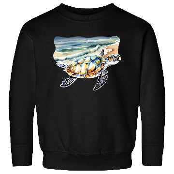 Discover Sea Turtle at the Beach in Watercolor Sweatshirts