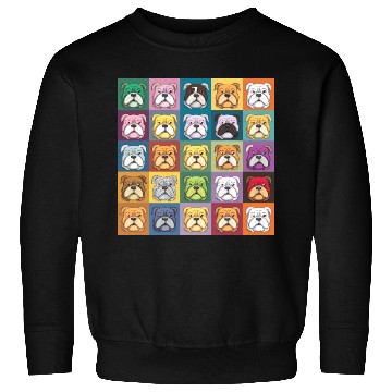 Discover Bulldog Patchwork: Vivid Canine Quilt Sweatshirts