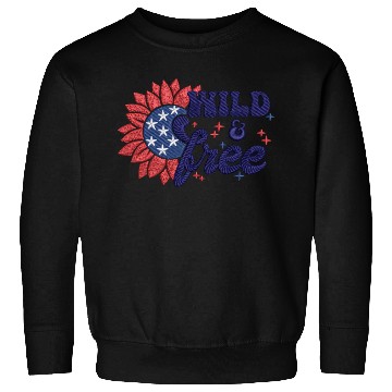 Discover Wild Free Sunflower Amerian Flag Embrodery Effect Sweatshirts