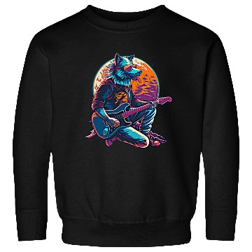 Discover Blue Wolf Moon Guitar Player Retro Sunglasses Sweatshirts