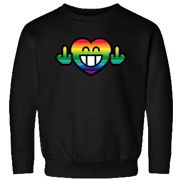 Discover Emoticon Grin Rainbow Heart with Stinkfingers Sweatshirts