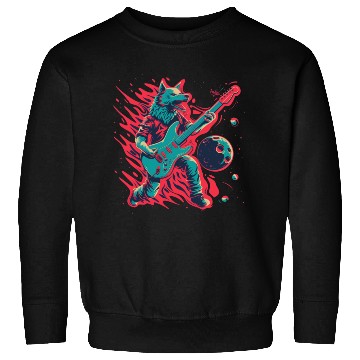 Discover Flaming Wolf Rockstar Guitarist Sweatshirts