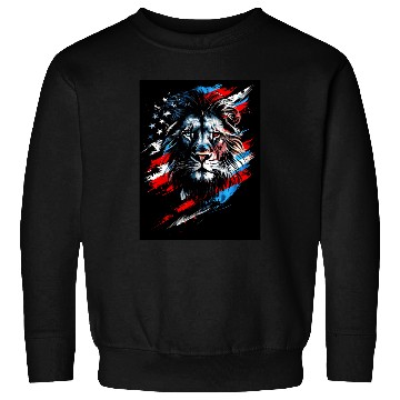 Discover Lion American Flag Sweatshirts