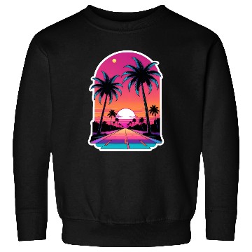 Discover Miami Road into the Sunset 80s Synthwave Retro Sweatshirts