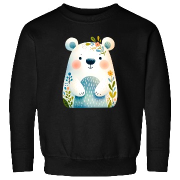 Discover White bear cub with flowers Sweatshirts