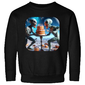 Discover Alien cake fight Sweatshirts