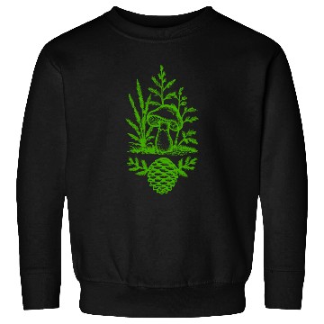Discover Mushroom and Pine Cone Design Green Sweatshirts