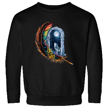 Discover Glowing feather with wolf howling at the moon Sweatshirts