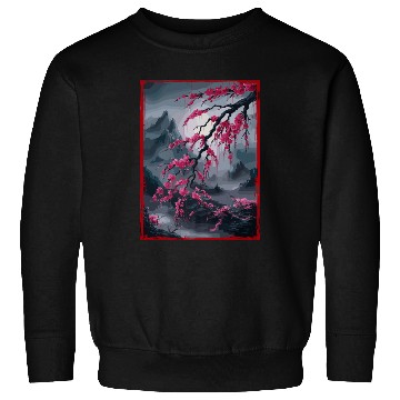 Discover Vintage Cherry Blossom Landscape Graphical Sweatshirts