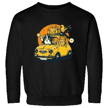 Discover Road Trip by Car : Life's Better with Cat Friends Sweatshirts