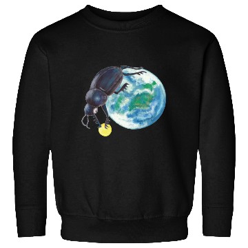 Discover Sacred Scarab Beetle Rolling Earth And Moon Sweatshirts