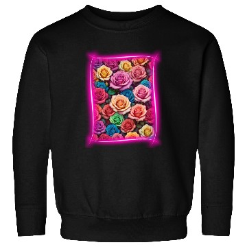 Discover Flower design framed by neon lights Sweatshirts