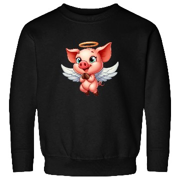 Discover Pig angel with wings and halo on the farm Sweatshirts