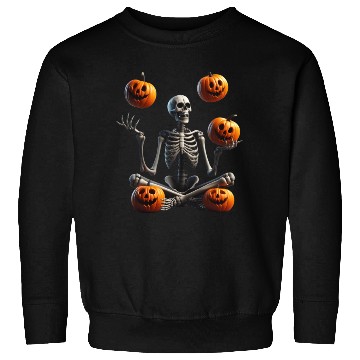 Discover Funny Halloween Pumpkin Juggling Skeleton Sweatshirts