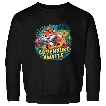 Discover Adventure Awaits Fox Sticker – Playful Wilderness Sweatshirts