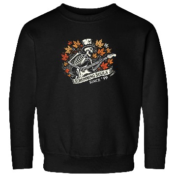 Discover Spooky Skeletons Playing Guitars Under Halloween Sweatshirts