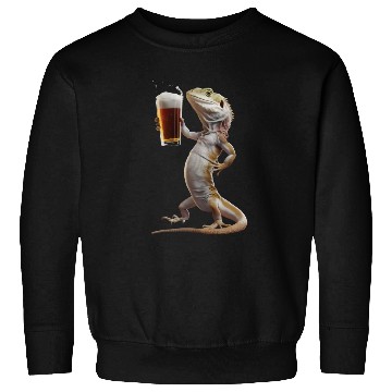 Discover Lizard Drinking Beer Realistic Sweatshirts