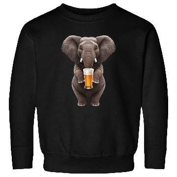 Discover Elephant Drinking Beer Realistic Sweatshirts