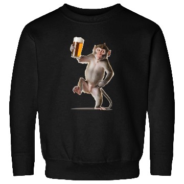 Discover Monkey Drinking Beer Realistic Sweatshirts