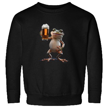 Discover Frog Drinking Beer Realistic Sweatshirts