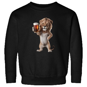 Discover Lion Drinking Beer Realistic Sweatshirts
