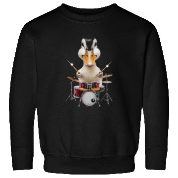 Discover Duck Playing Drums Realistic Sweatshirts