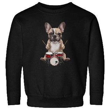 Discover Frenchie Playing Drums Realistic Sweatshirts