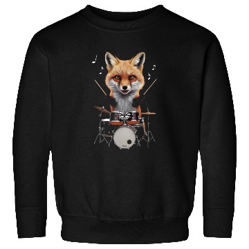Discover Fox Playing Drums Realistic Sweatshirts