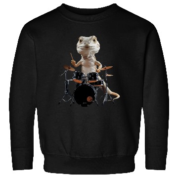 Discover Lizard Playing Drums Realistic Sweatshirts