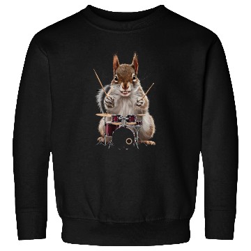 Discover Squirrel Playing Drums Realistic Sweatshirts