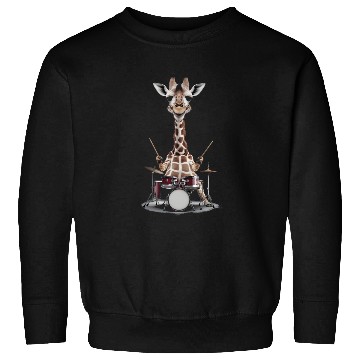Discover Giraffe Playing Drums Realistic Sweatshirts